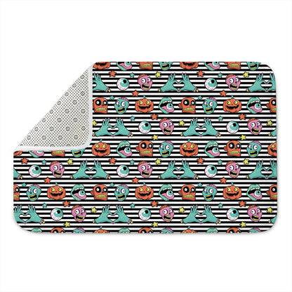 Halloween Zombie Striped Pattern Print Indoor Door Mat