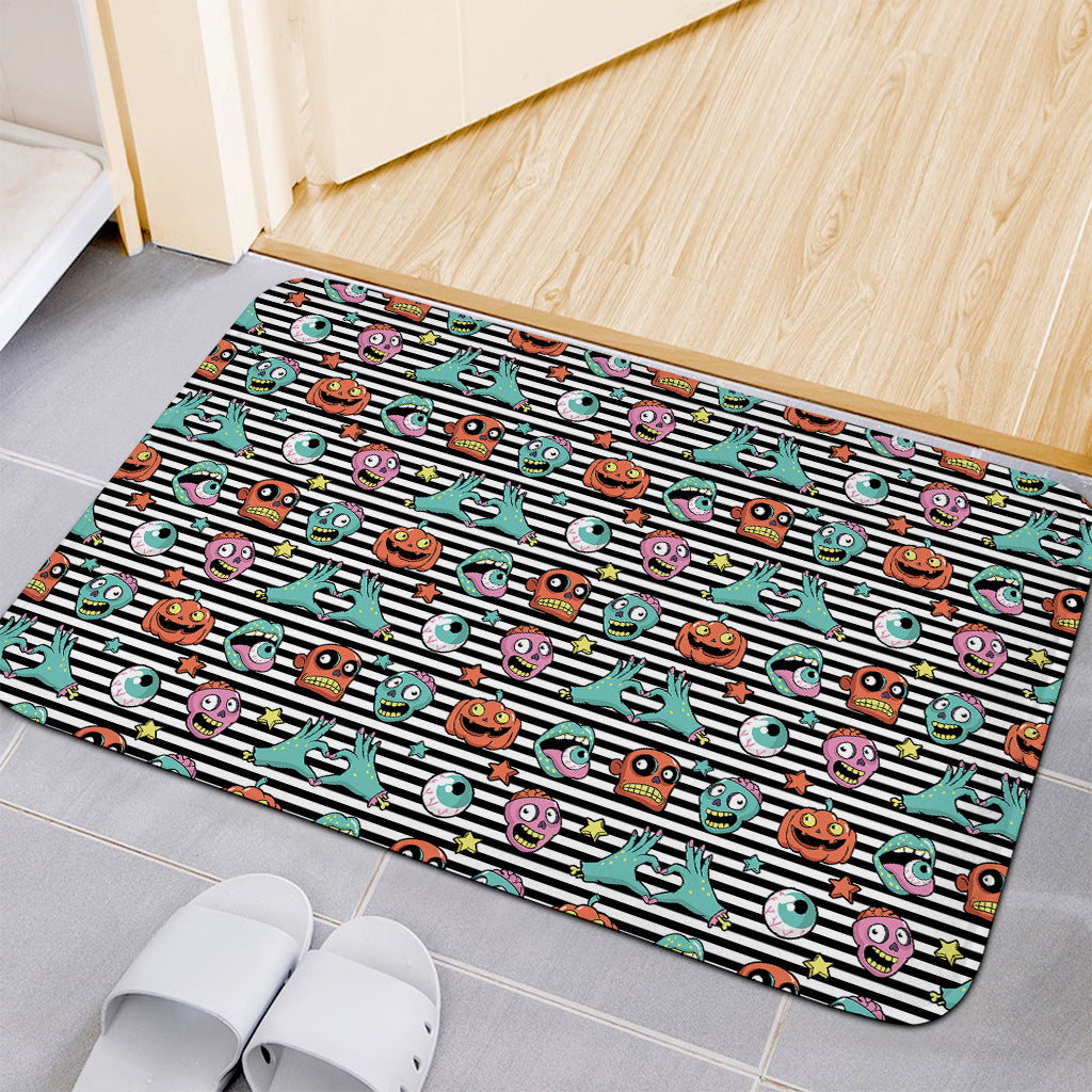 Halloween Zombie Striped Pattern Print Indoor Door Mat