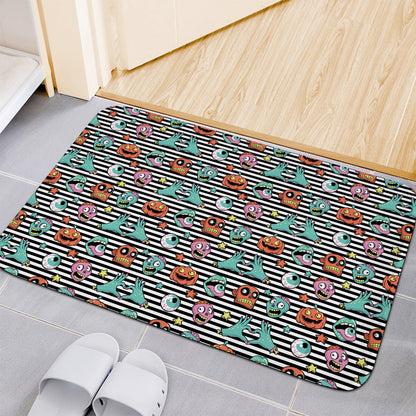 Halloween Zombie Striped Pattern Print Indoor Door Mat