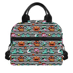 Halloween Zombie Striped Pattern Print Insulated Lunch Bag