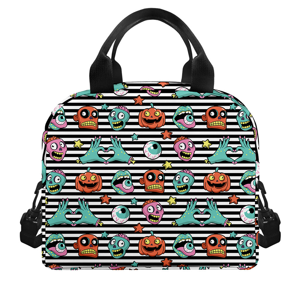 Halloween Zombie Striped Pattern Print Insulated Lunch Bag