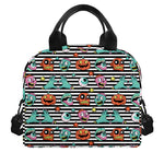 Halloween Zombie Striped Pattern Print Insulated Lunch Bag