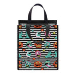 Halloween Zombie Striped Pattern Print Insulated Lunch Tote