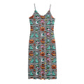 Halloween Zombie Striped Pattern Print Jersey Midi Cami Dress