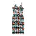 Halloween Zombie Striped Pattern Print Jersey Midi Cami Dress