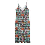 Halloween Zombie Striped Pattern Print Jersey Midi Cami Dress