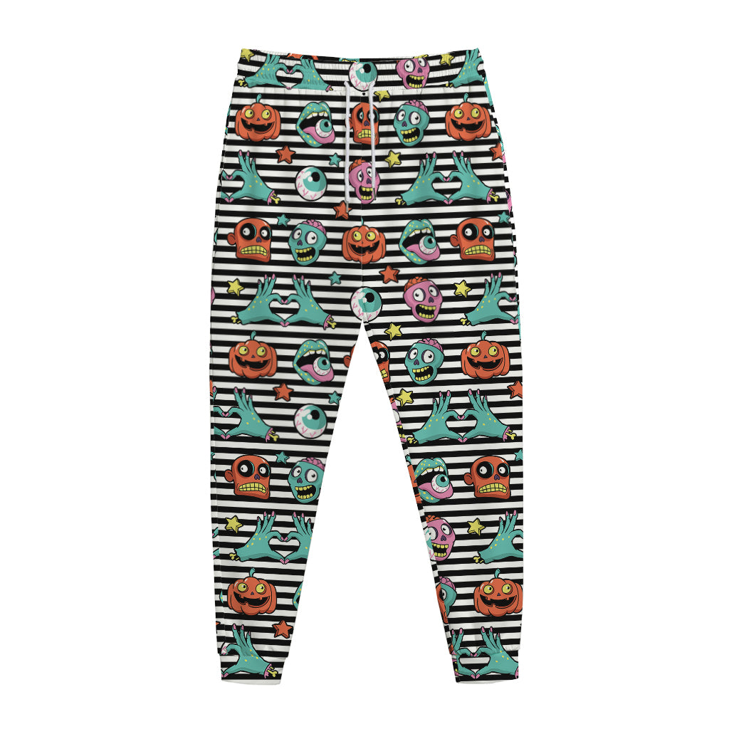 Halloween Zombie Striped Pattern Print Jogger Pants