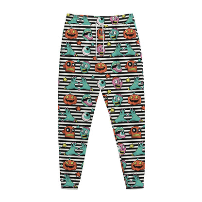Halloween Zombie Striped Pattern Print Jogger Pants