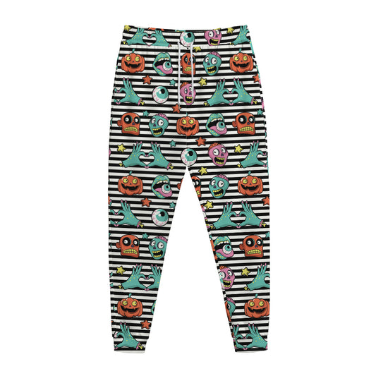 Halloween Zombie Striped Pattern Print Jogger Pants