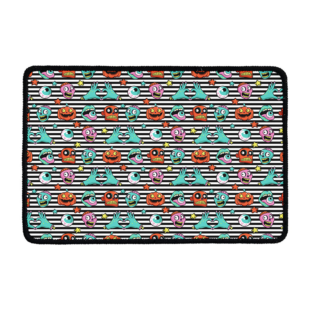 Halloween Zombie Striped Pattern Print Kitchen Mat