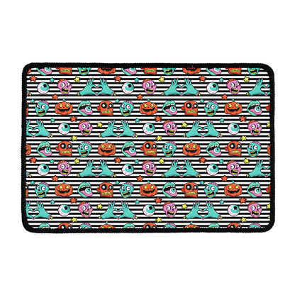 Halloween Zombie Striped Pattern Print Kitchen Mat