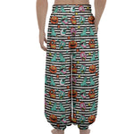 Halloween Zombie Striped Pattern Print Lantern Pants