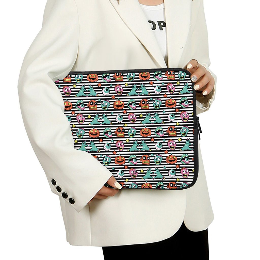 Halloween Zombie Striped Pattern Print Laptop Sleeve