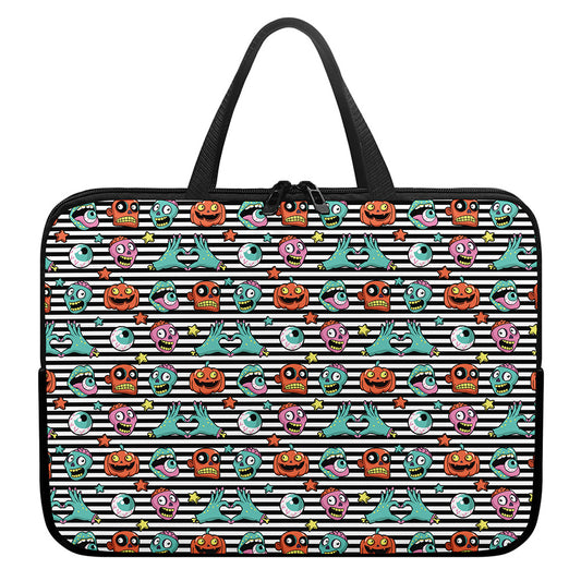Halloween Zombie Striped Pattern Print Laptop Sleeve With Handle