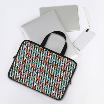 Halloween Zombie Striped Pattern Print Laptop Sleeve With Handle