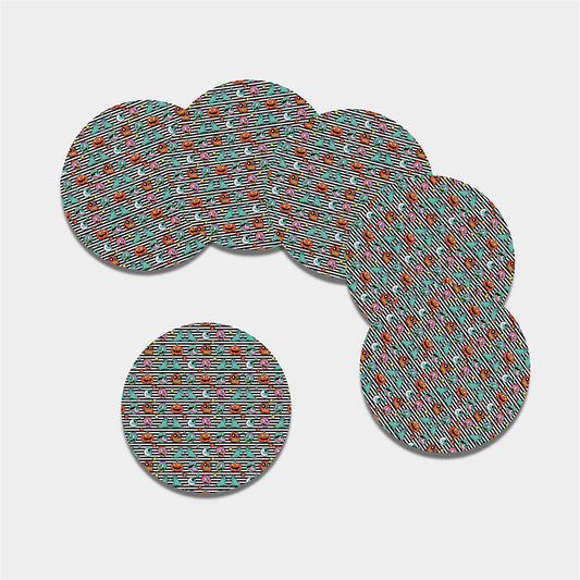 Halloween Zombie Striped Pattern Print Leather Coaster Set