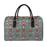 Halloween Zombie Striped Pattern Print Leather Duffle Bag