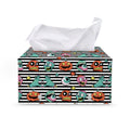 Halloween Zombie Striped Pattern Print Leather Tissue Box Cover