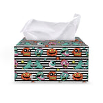 Halloween Zombie Striped Pattern Print Leather Tissue Box Cover