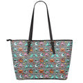 Halloween Zombie Striped Pattern Print Leather Tote Bag With Zipper