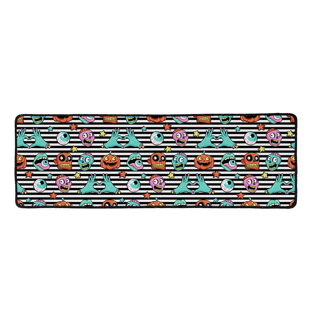 Halloween Zombie Striped Pattern Print Long Kitchen Mat