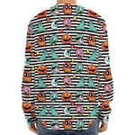 Halloween Zombie Striped Pattern Print Long Sleeve Baseball Jersey