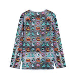 Halloween Zombie Striped Pattern Print Long Sleeve Short Coat