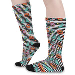 Halloween Zombie Striped Pattern Print Long Socks