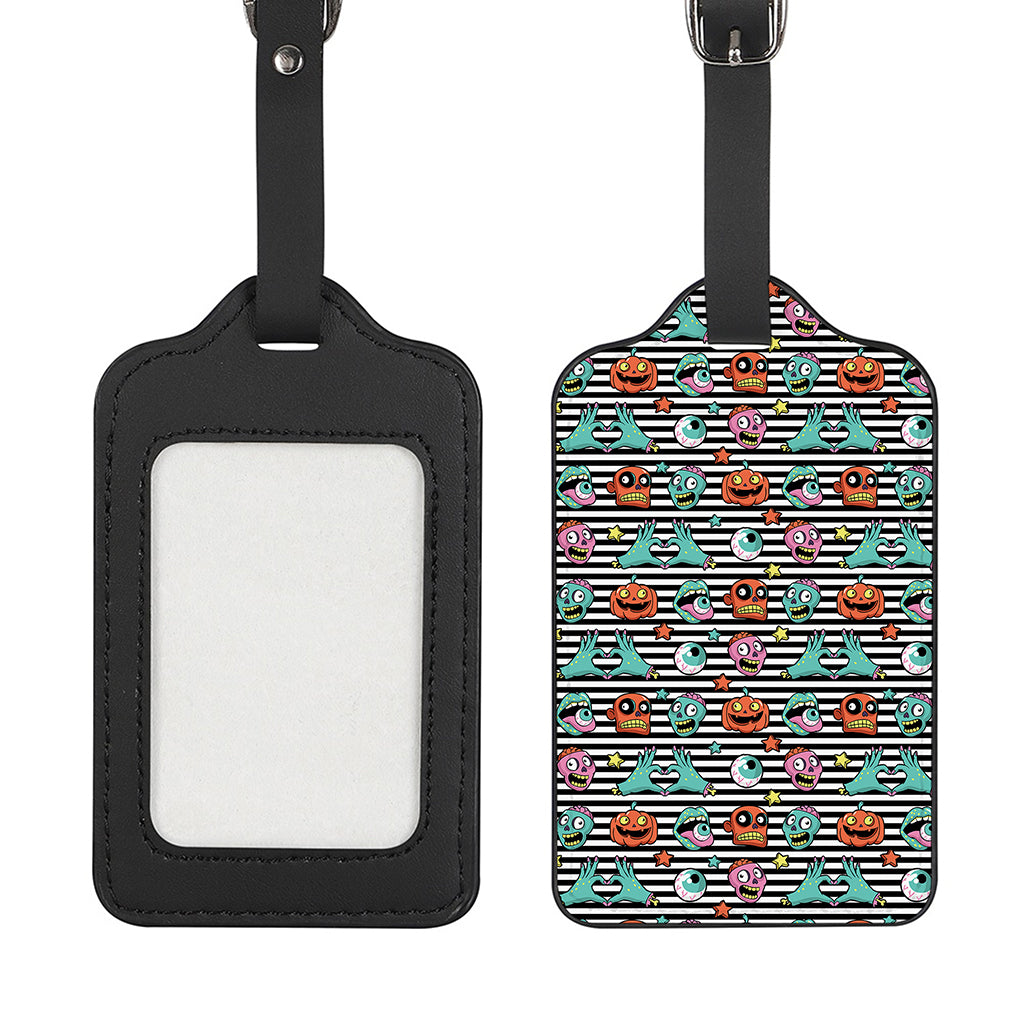 Halloween Zombie Striped Pattern Print Luggage Tag