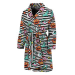 Halloween Zombie Striped Pattern Print Men's Bathrobe