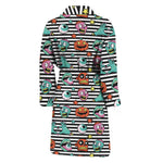 Halloween Zombie Striped Pattern Print Men's Bathrobe