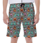 Halloween Zombie Striped Pattern Print Men's Beach Shorts