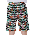 Halloween Zombie Striped Pattern Print Men's Beach Shorts