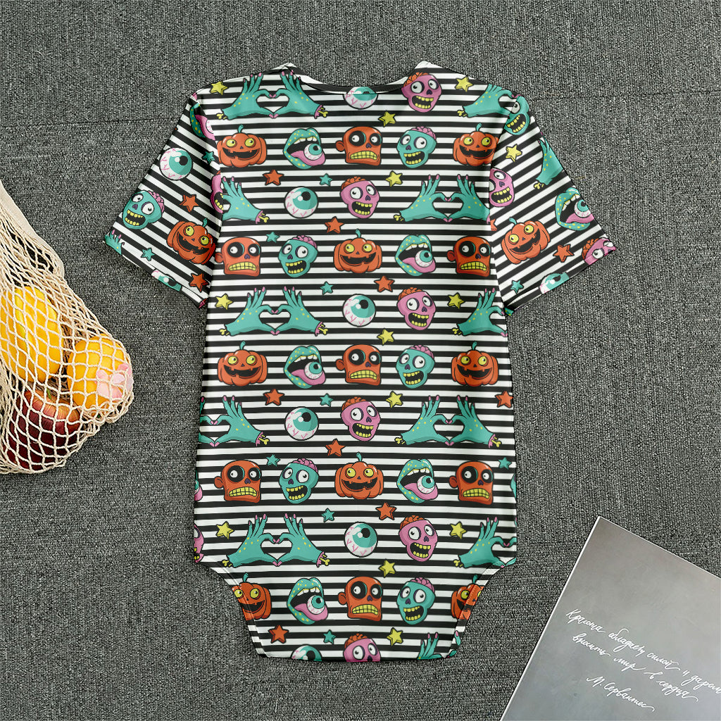 Halloween Zombie Striped Pattern Print Men's Bodysuit