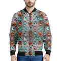 Halloween Zombie Striped Pattern Print Men's Bomber Jacket