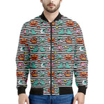 Halloween Zombie Striped Pattern Print Men's Bomber Jacket