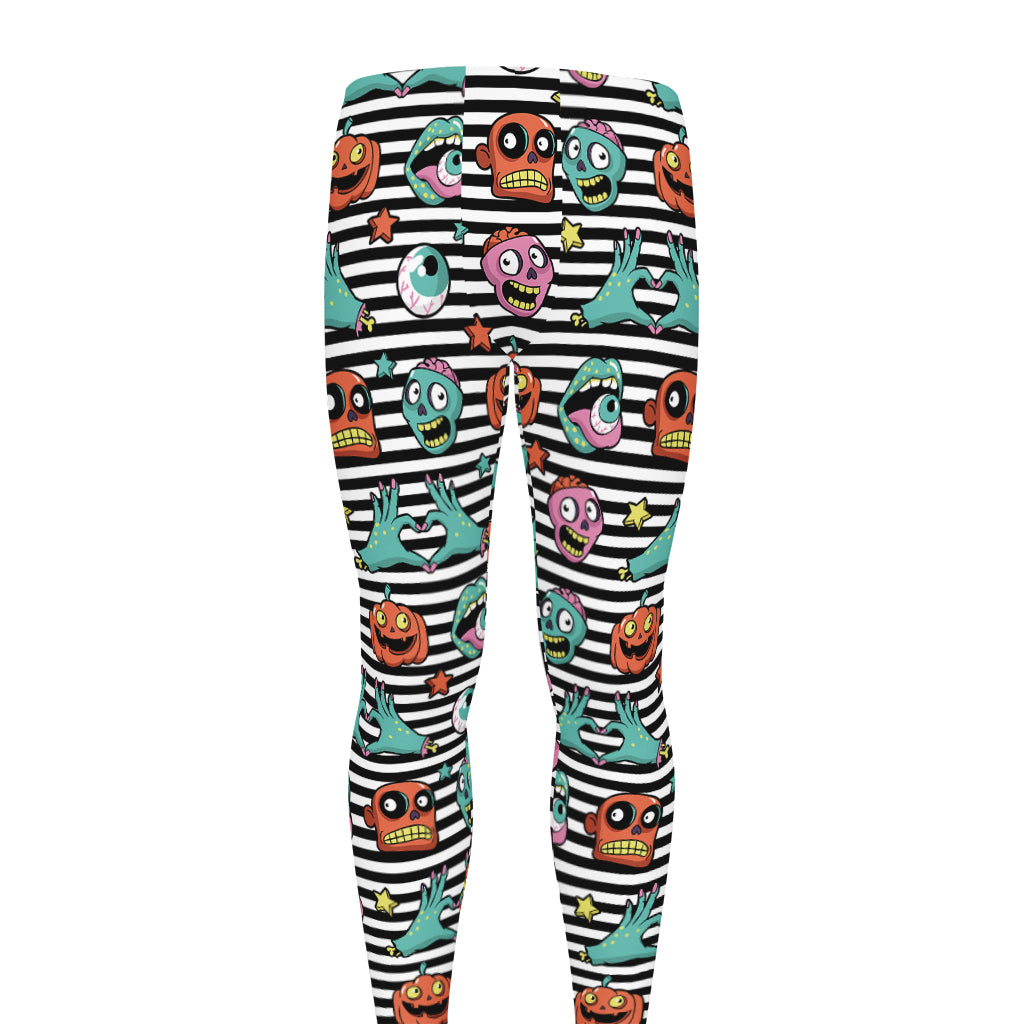 Halloween Zombie Striped Pattern Print Men's leggings