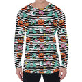 Halloween Zombie Striped Pattern Print Men's Long Sleeve T-Shirt