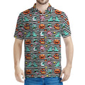 Halloween Zombie Striped Pattern Print Men's Polo Shirt