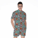 Halloween Zombie Striped Pattern Print Men's Rompers