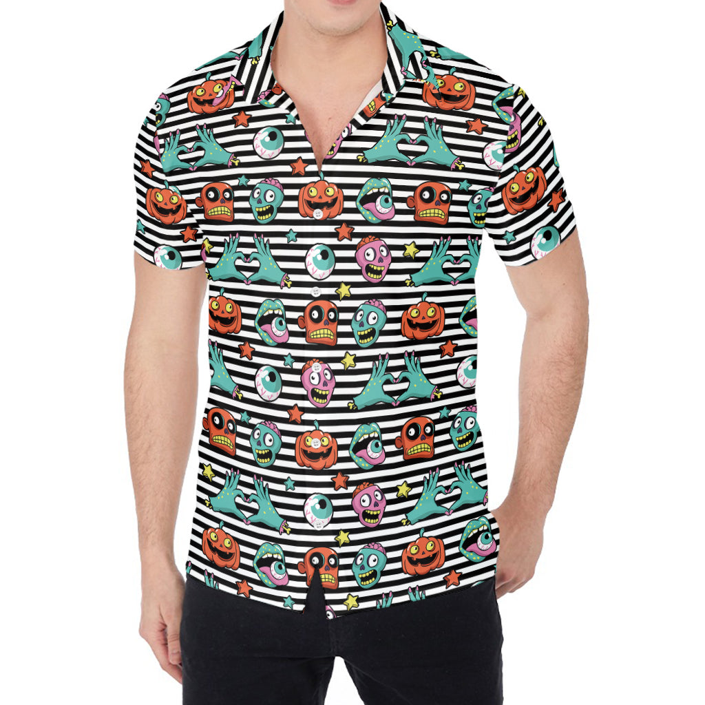 Halloween Zombie Striped Pattern Print Men's Shirt