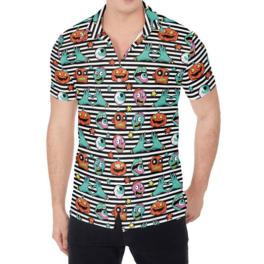 Halloween Zombie Striped Pattern Print Men's Shirt
