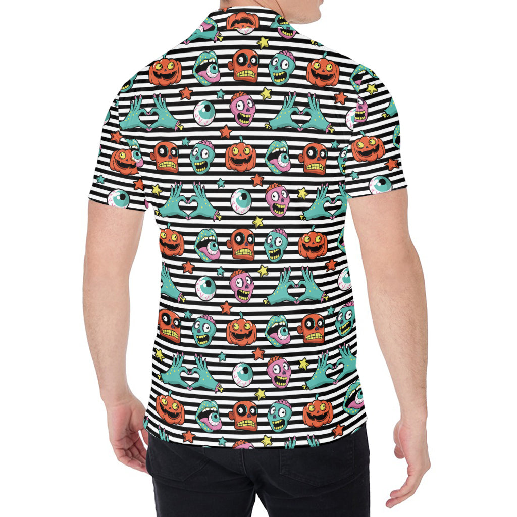 Halloween Zombie Striped Pattern Print Men's Shirt