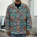 Halloween Zombie Striped Pattern Print Men's Shirt Jacket