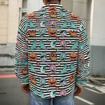 Halloween Zombie Striped Pattern Print Men's Shirt Jacket