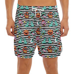 Halloween Zombie Striped Pattern Print Men's Split Running Shorts