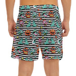 Halloween Zombie Striped Pattern Print Men's Split Running Shorts