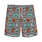Halloween Zombie Striped Pattern Print Men's Sports Shorts