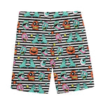 Halloween Zombie Striped Pattern Print Men's Sports Shorts