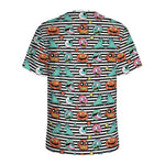 Halloween Zombie Striped Pattern Print Men's Sports T-Shirt